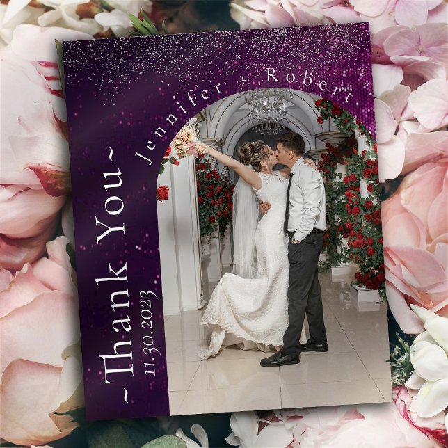 Prospectus 11,4 Cm X 14,2 Cm Purple Sparkly Mariage Budget Merci cartes (Créateur téléchargé)