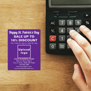 Prospectus 11,4 Cm X 14,2 Cm Purple St. Patrick's Day Business Sale Flyer