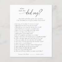 Qu'A Dit Le Père ? Carte de jeu baby shower