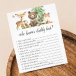 Prospectus 11,4 Cm X 14,2 Cm Qui Connaît Daddy Meilleur Baby shower Animaux<br><div class="desc">Qui connaît le mieux papa? jeu présente des animaux de la forêt illustration.</div>