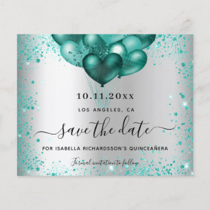 Prospectus 11,4 Cm X 14,2 Cm Quinceanera argent budget turquoise enregistrer la