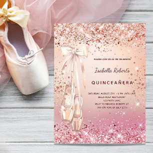 Prospectus 11,4 Cm X 14,2 Cm Quinceanera rose rose ballerine invitation budget