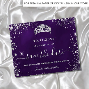 Prospectus 11,4 Cm X 14,2 Cm Quinceanera violet argent budget parties scintilla