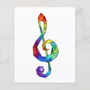 Prospectus 11,4 Cm X 14,2 Cm Rainbow musical key treble clef
