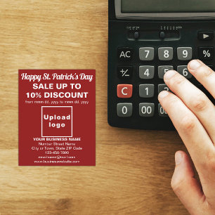 Prospectus 11,4 Cm X 14,2 Cm Red St. Patrick's Day Business Sale Flyer