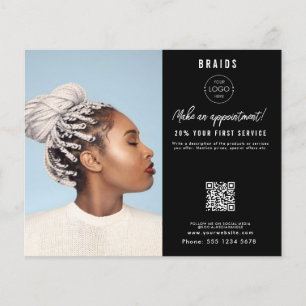Prospectus 11,4 Cm X 14,2 Cm Rendez-vous en salon de coiffure tresses Entrepris