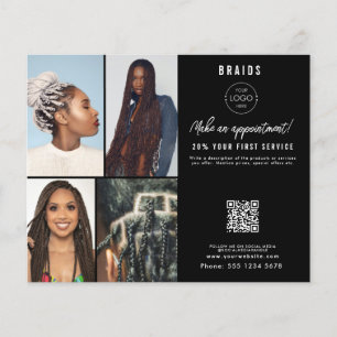 Prospectus 11,4 Cm X 14,2 Cm Rendez-vous en salon de coiffure tresses entrepris