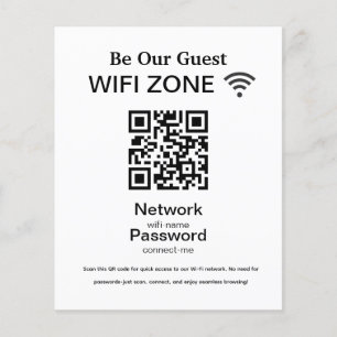 Prospectus 11,4 Cm X 14,2 Cm Réseau Wifi Code QR Internet Scan pour se connec