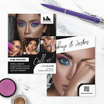 Prospectus 11,4 Cm X 14,2 Cm Retro Photo Collage Logo QR Maquillage Promotionne<br><div class="desc">Brochure recto verso pour un maquilleur, un peintre à ongles, un coiffeur ou une profession similaire où vous devez présenter votre travail dans un collage photo rétro avec des arrière - plans noirs et blancs et du texte. Personnalisez avec votre logo et sur le dos une photo supplémentaire et votre...</div>