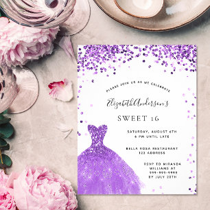 Prospectus 11,4 Cm X 14,2 Cm Robe blanche violette pailletée Sweet 16 petit bud