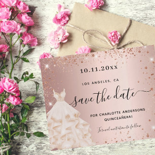 Prospectus 11,4 Cm X 14,2 Cm Robe or rose gold pour Quinceanera budget économis