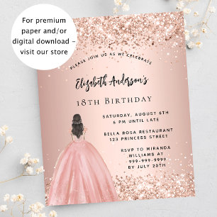 Prospectus 11,4 Cm X 14,2 Cm Robe rose or budget anniversaire invitation