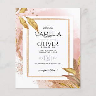 Prospectus 11,4 Cm X 14,2 Cm ROSE BUDGET Gold Feuilles de mariage Inviter QR Co