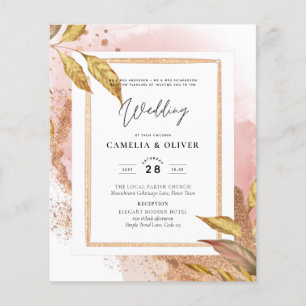 Prospectus 11,4 Cm X 14,2 Cm ROSE BUDGET Gold Feuilles de mariage Inviter QR Co