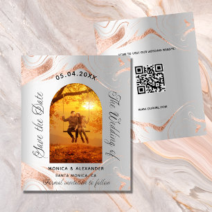 Prospectus 11,4 Cm X 14,2 Cm Rose en argent photo QR budget mariage enregistrer