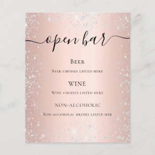 Prospectus 11,4 Cm X 14,2 Cm Rose gold blush menu de bar argent pailleté budget