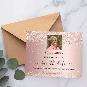 Prospectus 11,4 Cm X 14,2 Cm Rose or photo anniversaire enregistrer la date