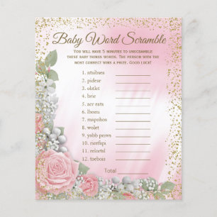 Prospectus 11,4 Cm X 14,2 Cm Rose Poudre Bébé Fille Baby Shower Jeux