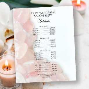 Prospectus 11,4 Cm X 14,2 Cm Rose Quartz Spa Salon Services Menu