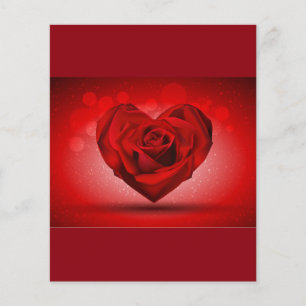 Prospectus 11,4 Cm X 14,2 Cm Rose rouge en forme de coeur sur le noir