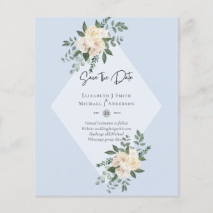 Prospectus 11,4 Cm X 14,2 Cm Roses blanches à petit budget CARTES DE SAUVEGARDE