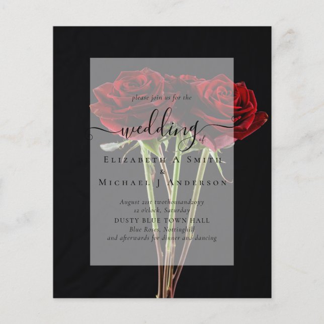 Prospectus 11,4 Cm X 14,2 Cm Roses rouges gothiques Mariage gothique Inviter (Devant)