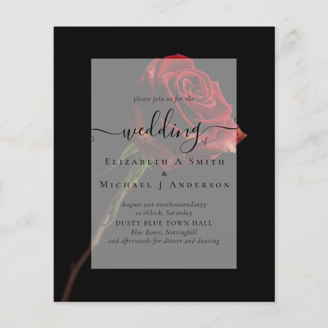 Prospectus 11,4 Cm X 14,2 Cm Roses rouges gothiques Mariage gothique Inviter (Devant)