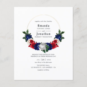 Prospectus 11,4 Cm X 14,2 Cm Rouge Blanc et Bleu 4 Juillet Mariage Invitation