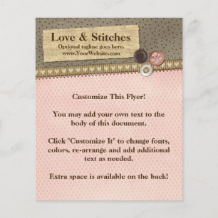 Prospectus 11,4 Cm X 14,2 Cm Ruban et boutons rustiques pointillés sur la coutu