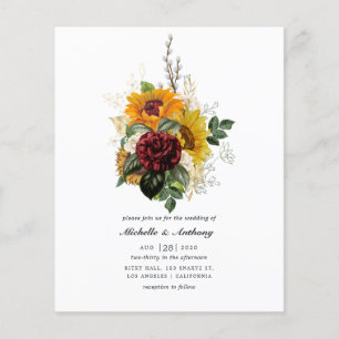 Prospectus 11,4 Cm X 14,2 Cm Rustique Automne - Faire-Part de Mariage Floral d'