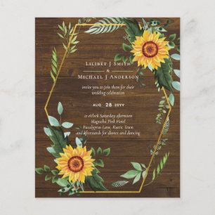 Prospectus 11,4 Cm X 14,2 Cm Rustique BOHO Sunflowers Mariage de verdure