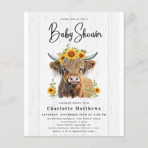 Prospectus 11,4 Cm X 14,2 Cm Rustique Budget Floral Vache nuptiale Invitation à