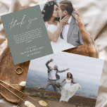 Prospectus 11,4 Cm X 14,2 Cm Sage Green Mariage Merci Cartes Circulaire<br><div class="desc">Cartes de remerciements du Mariage Budget qui ont une photo à l'avant et à l'arrière. Les cartes de remerciement contiennent une typographie de script moderne,  lettrée à la main,  qui sont élégantes,  simples et modernes à utiliser après la célébration du mariage.</div>