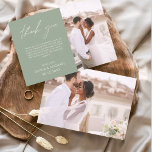 Prospectus 11,4 Cm X 14,2 Cm Sage Green Mariage Minimaliste Merci Cartes<br><div class="desc">Cartes de remerciements du Mariage Budget qui ont une photo à l'avant et à l'arrière. Les cartes de remerciement contiennent une typographie de script moderne,  lettrée à la main,  qui sont élégantes,  simples et modernes à utiliser après la célébration du mariage.</div>
