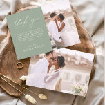 Prospectus 11,4 Cm X 14,2 Cm Sage Green Mariage Minimaliste Merci Cartes<br><div class="desc">Cartes de remerciements du Mariage Budget qui ont une photo à l'avant et à l'arrière. Les cartes de remerciement contiennent une typographie de script moderne,  lettrée à la main,  qui sont élégantes,  simples et modernes à utiliser après la célébration du mariage.</div>