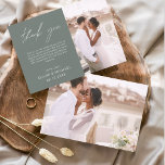Prospectus 11,4 Cm X 14,2 Cm Sage Green Mariage Minimaliste Merci Cartes<br><div class="desc">Cartes de remerciements du Mariage Budget qui ont une photo à l'avant et à l'arrière. Les cartes de remerciement contiennent une typographie de script moderne,  lettrée à la main,  qui sont élégantes,  simples et modernes à utiliser après la célébration du mariage.</div>