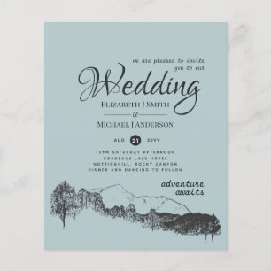 Prospectus 11,4 Cm X 14,2 Cm Sage Green Mountain Adventure Mariage Budget Flyer