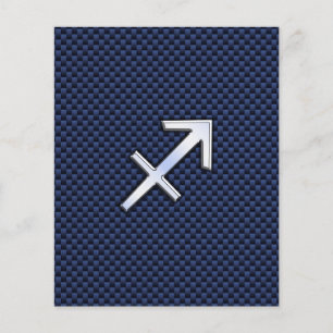 Prospectus 11,4 Cm X 14,2 Cm Sagittarius Zodiac Sign on Blue Carbon Fibre Print