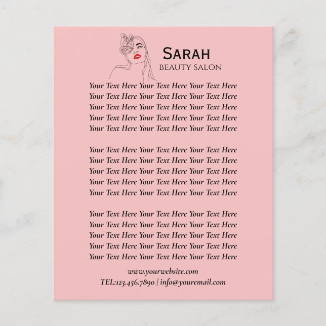 Prospectus 11,4 Cm X 14,2 Cm Salon de beauté (Devant)