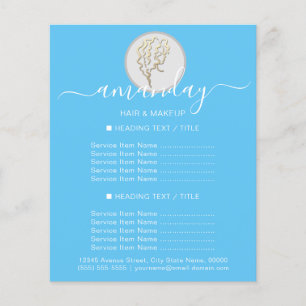 Prospectus 11,4 Cm X 14,2 Cm Salon de beauté Coiffeur Logo Gold Blue