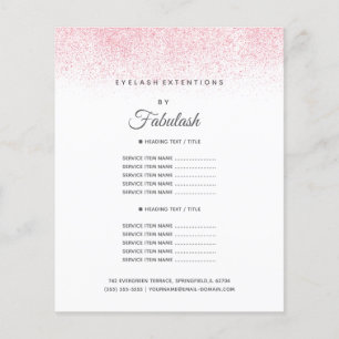 Prospectus 11,4 Cm X 14,2 Cm Salon de beauté Lite Parties scintillant rose