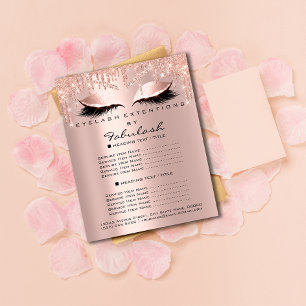 Prospectus 11,4 Cm X 14,2 Cm Salon de beauté Makeup Brun Pailleté Liste de Prix