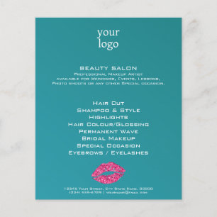 Prospectus 11,4 Cm X 14,2 Cm Salon de beauté turquoise Green Lips