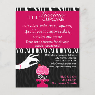 Prospectus 11,4 Cm X 14,2 Cm Sassy Zebra Cupcake Bakery Promotion