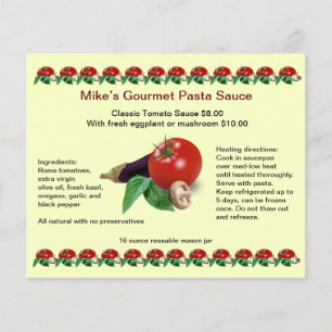 Prospectus 11,4 Cm X 14,2 Cm Sauce aux pâtes gourmandes classique 4,5 po x 5,6