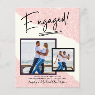 Prospectus 11,4 Cm X 14,2 Cm SCRIPT FIANÇAILLES DE PHOTO BUDGET Faire-part Invi