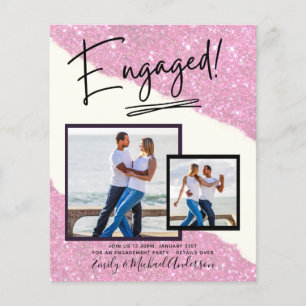 Prospectus 11,4 Cm X 14,2 Cm SCRIPT FIANÇAILLES DE PHOTO BUDGET Faire-part Invi