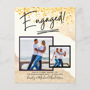 Prospectus 11,4 Cm X 14,2 Cm SCRIPT FIANÇAILLES DE PHOTO BUDGET Faire-part Invi