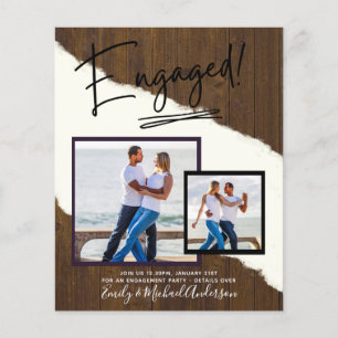 Prospectus 11,4 Cm X 14,2 Cm SCRIPT FIANÇAILLES DE PHOTO BUDGET Faire-part Invi