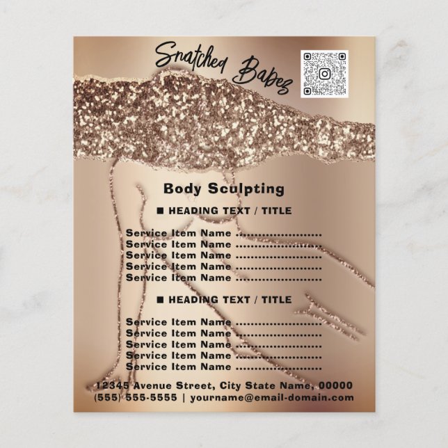 Prospectus 11,4 Cm X 14,2 Cm Sculpture corporelle Beauté Salon de cheveux QR LO (Devant)